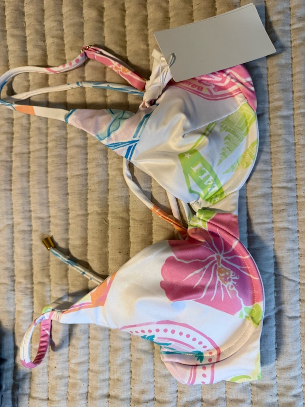 Kenny Flowers Pink, Green & Blue Floral Bikini Top